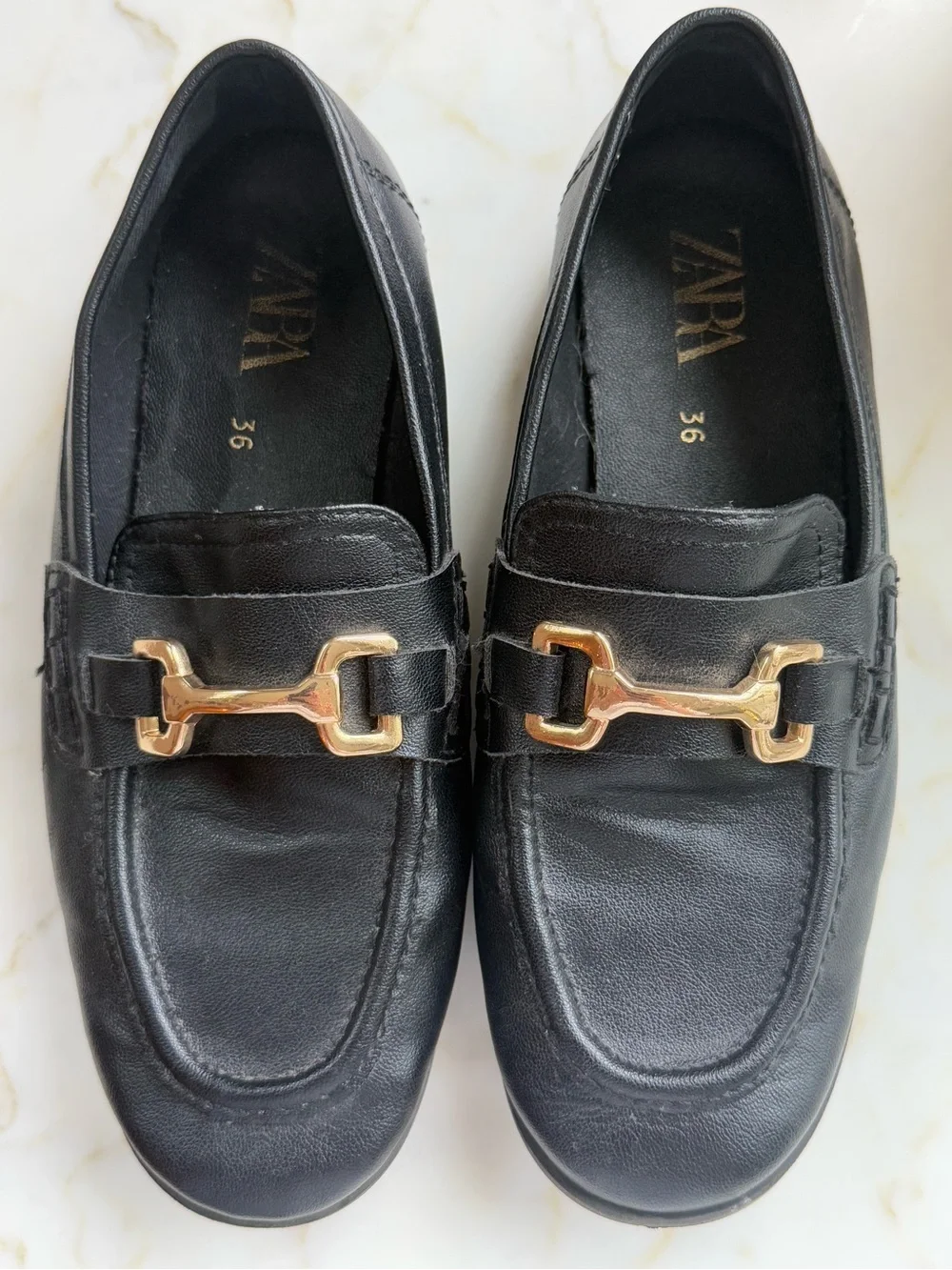 Zara Kids Girls Black Buckle Loafers Size 36 VGUC